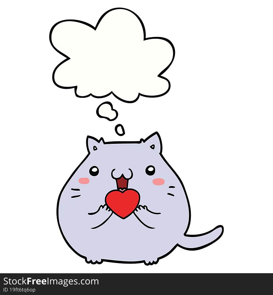 cute cartoon cat in love with thought bubble. cute cartoon cat in love with thought bubble