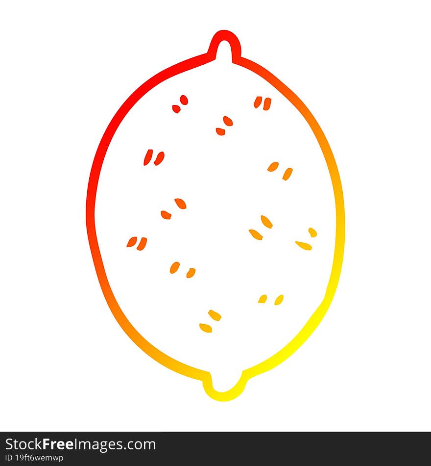 Warm Gradient Line Drawing Cartoon Lime Fruit