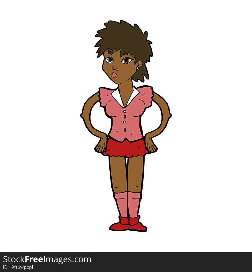 Cartoon Woman With Hands On Hips