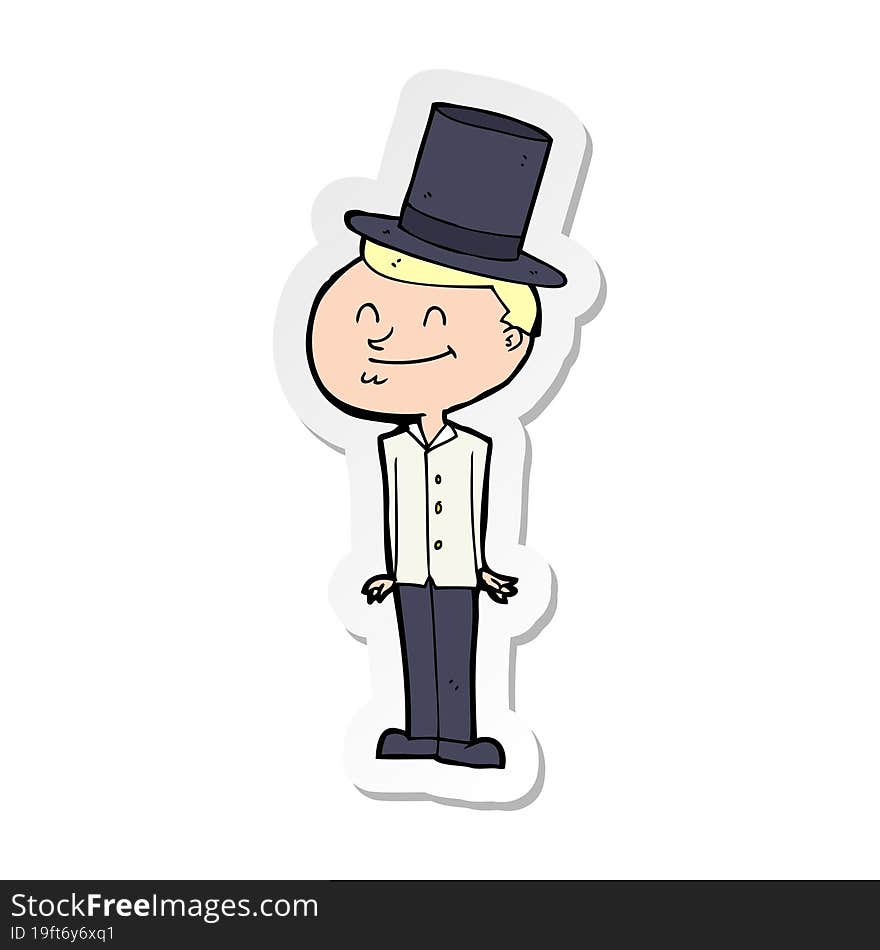 Sticker Of A Cartoon Man Wearing Top Hat