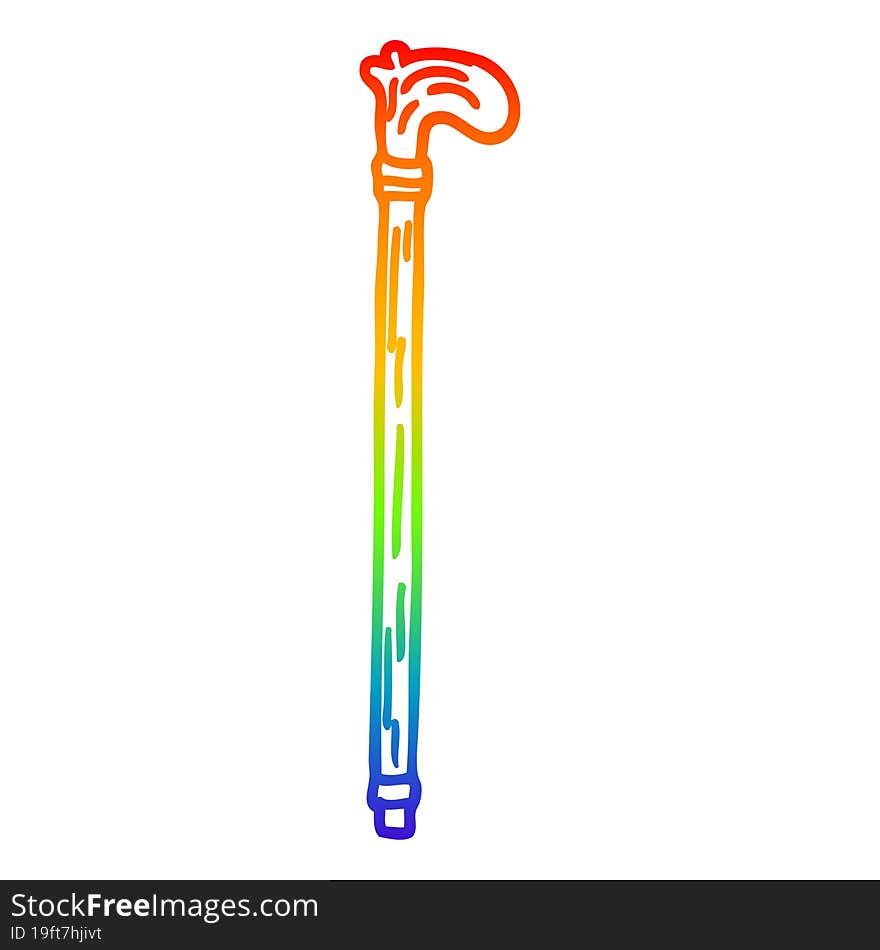 rainbow gradient line drawing cartoon walking stick