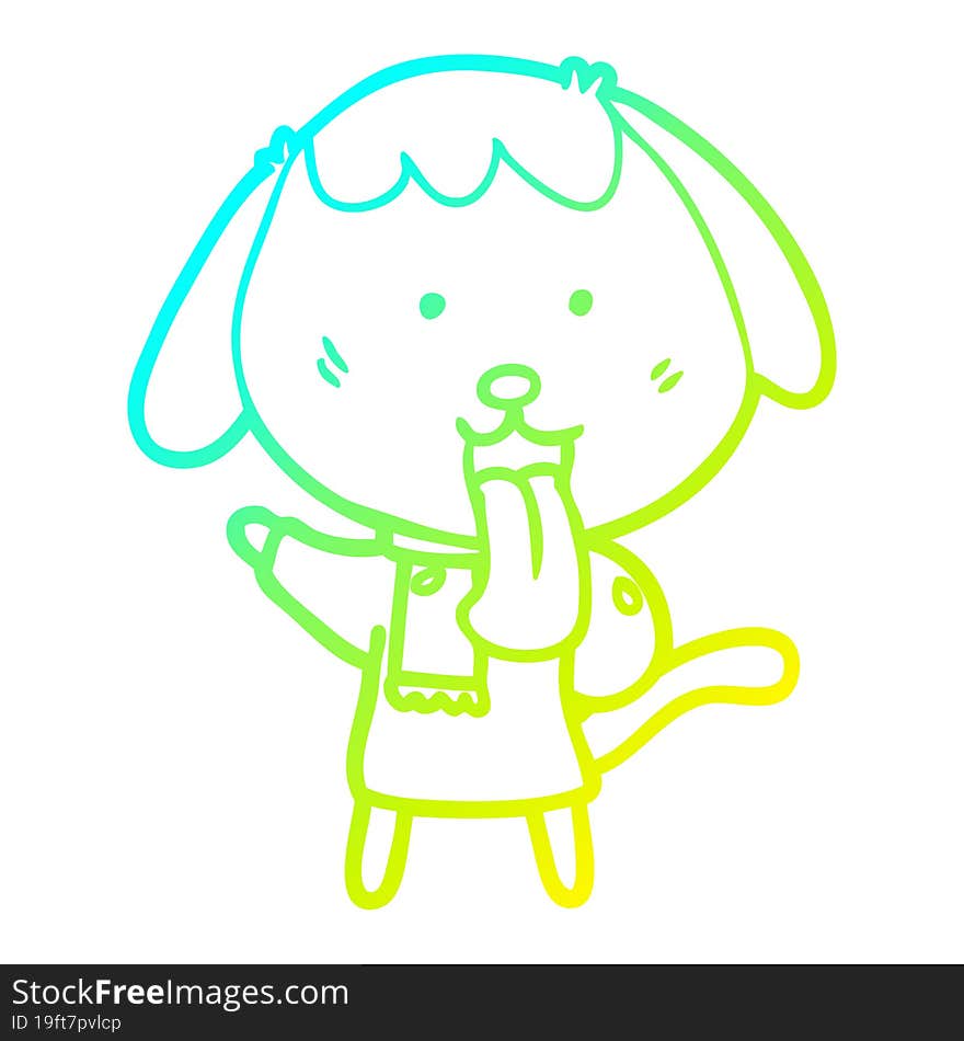 Cold Gradient Line Drawing Cute Cartoon Dog