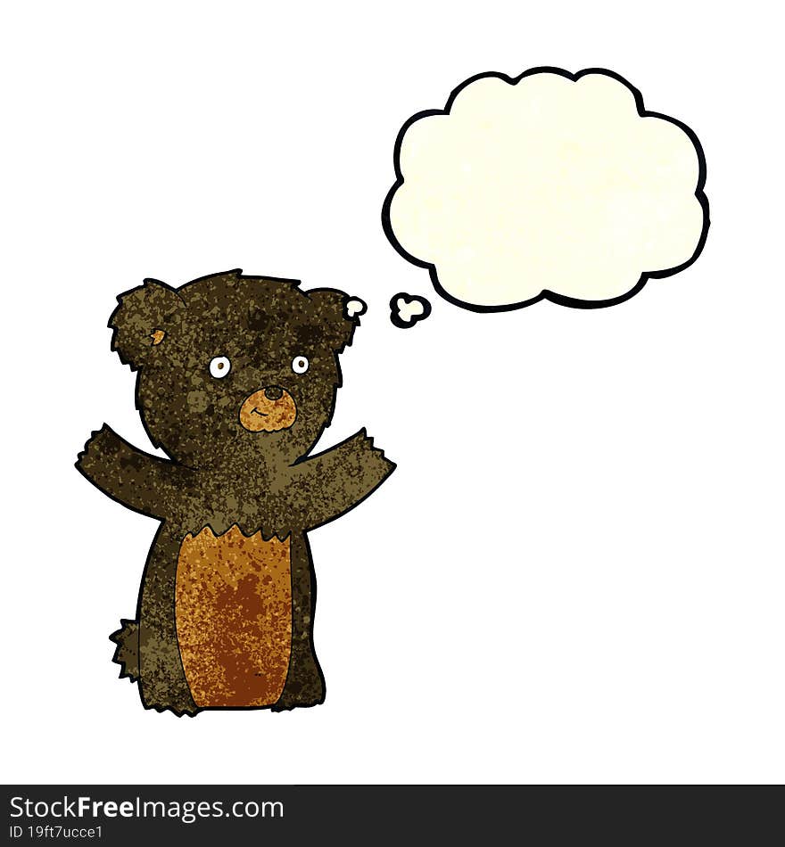 Cartoon Black Bear Cub With Thought Bubble