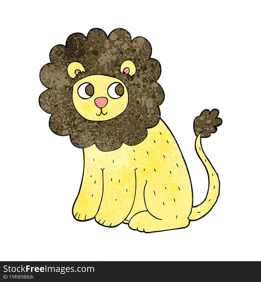 freehand textured cartoon cute lion