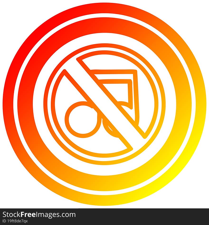 no music circular icon with warm gradient finish. no music circular icon with warm gradient finish