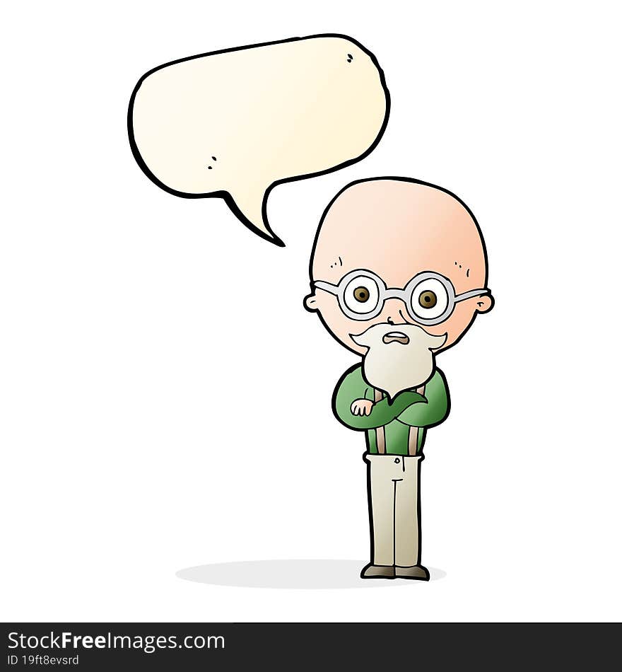 cartoon annoyed old man with speech bubble