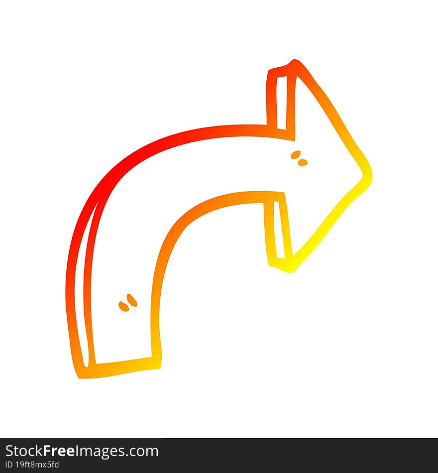 warm gradient line drawing cartoon directing arrow