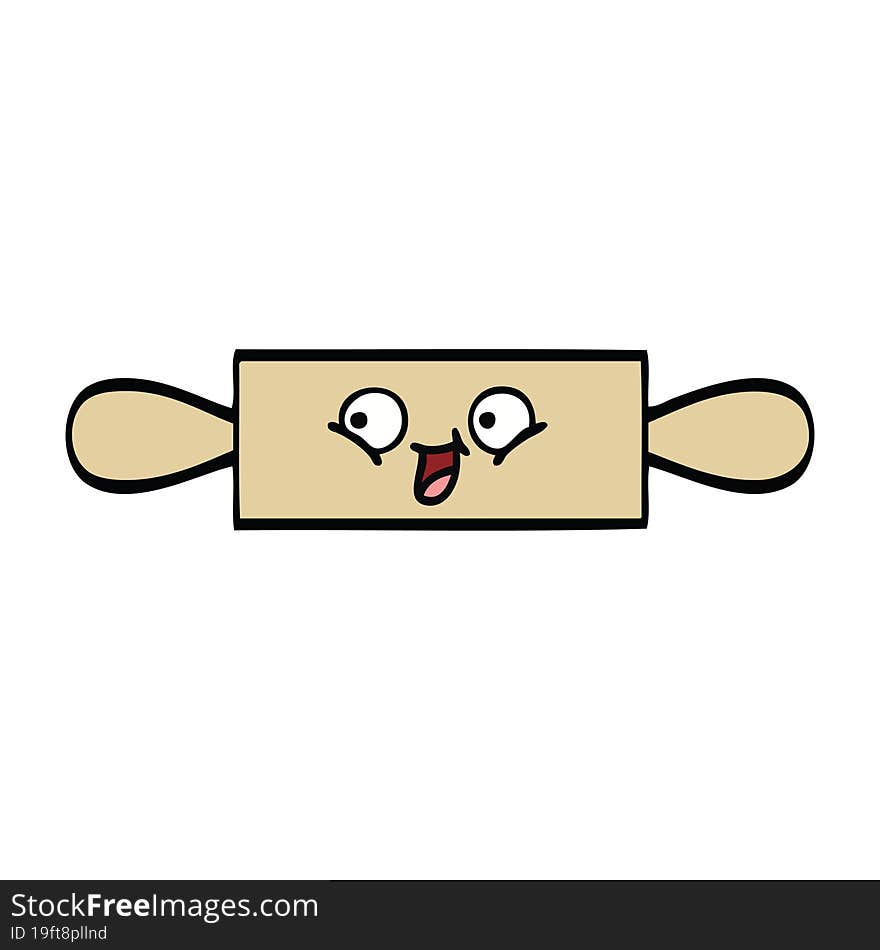 cute cartoon of a rolling pin. cute cartoon of a rolling pin