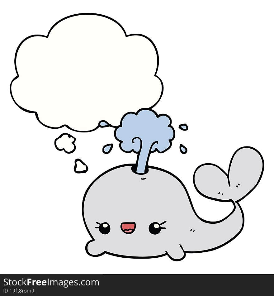 cute cartoon whale and thought bubble