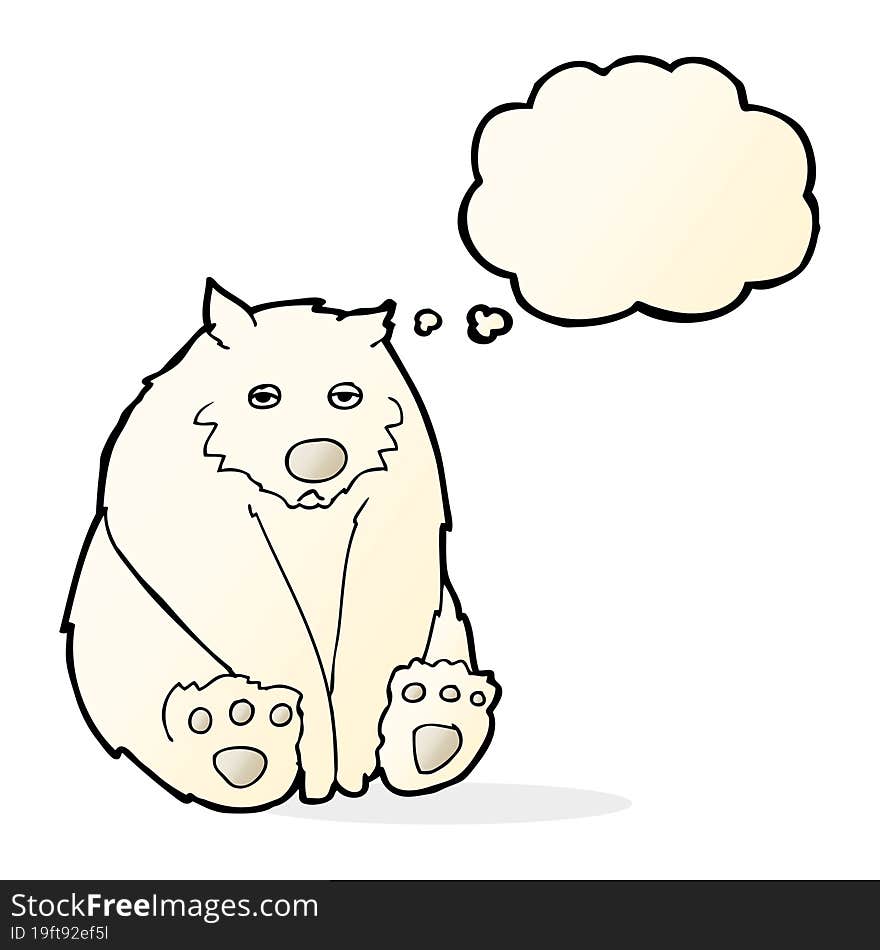 cartoon unhappy polar bear with thought bubble