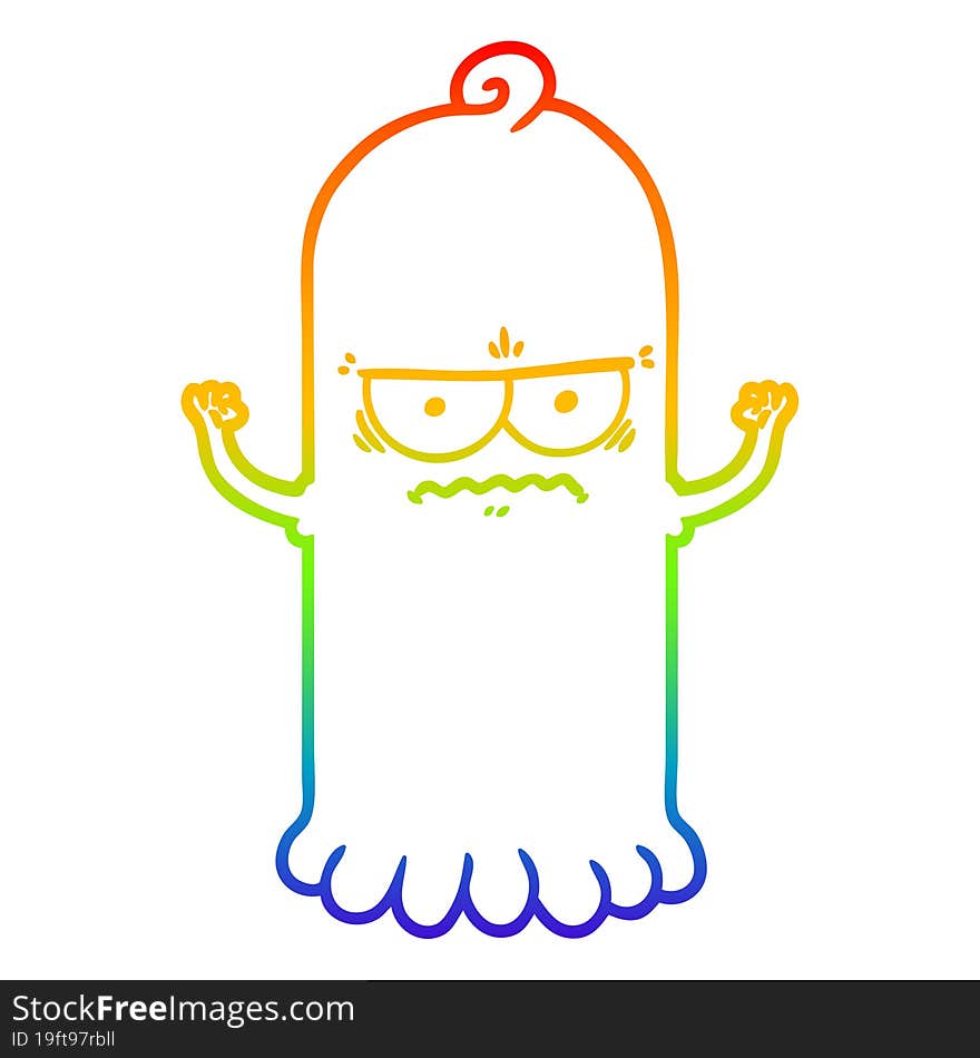 rainbow gradient line drawing cartoon ghost