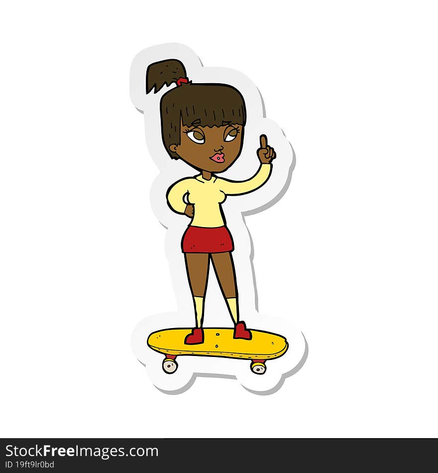 Sticker Of A Cartoon Skater Girl