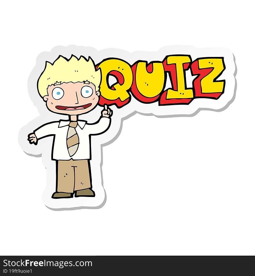 sticker of a quiz sign cartoon