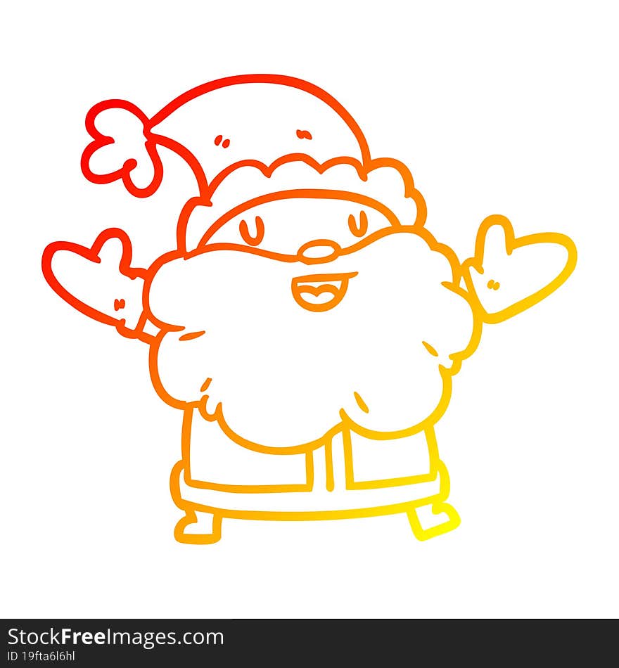 warm gradient line drawing santa claus