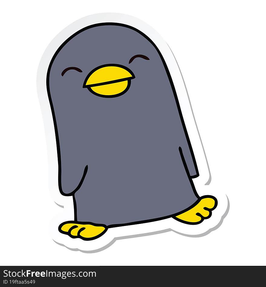 sticker of a quirky hand drawn cartoon penguin