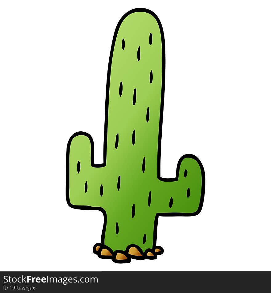 Gradient Cartoon Doodle Of A Cactus