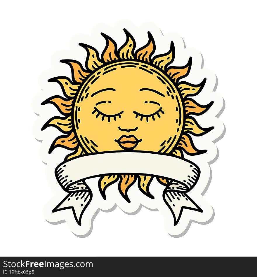 tattoo sticker with banner of a sun