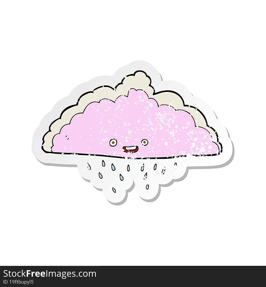 Retro Distressed Sticker Of A Cartoon Rain Cloud