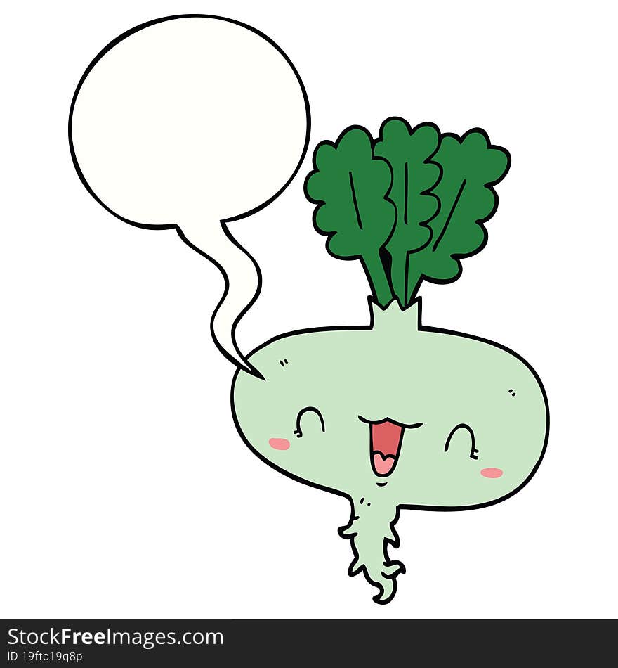 cartoon turnip with speech bubble. cartoon turnip with speech bubble