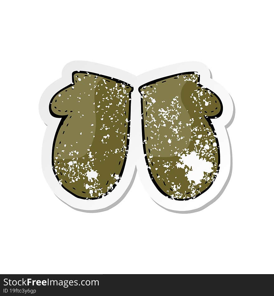 retro distressed sticker of a cartoon mittens