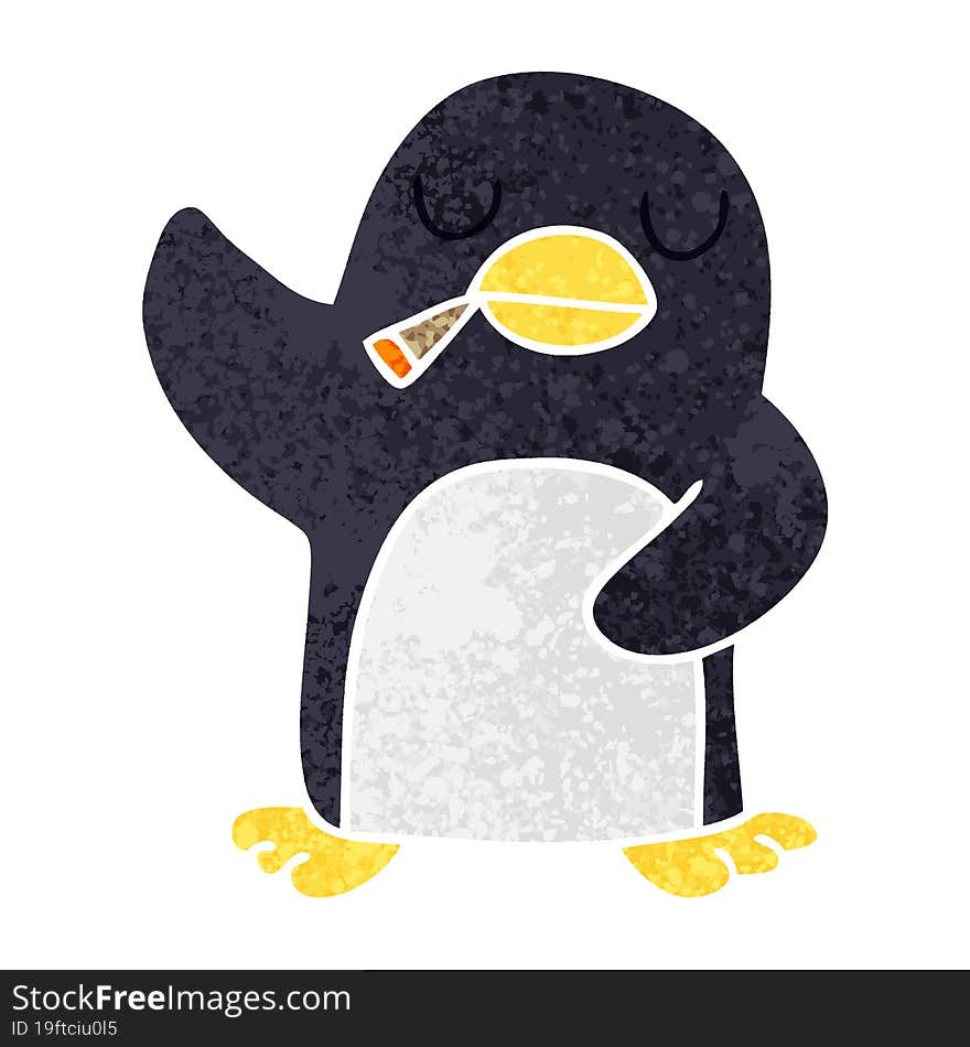 quirky retro illustration style cartoon penguin