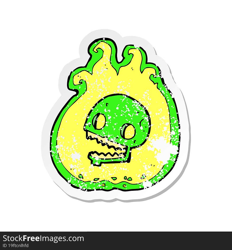 Retro Distressed Sticker Of A Cartoon Halloween Flame Border