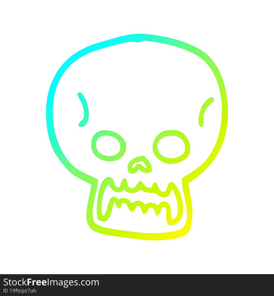 cold gradient line drawing cartoon halloween skull