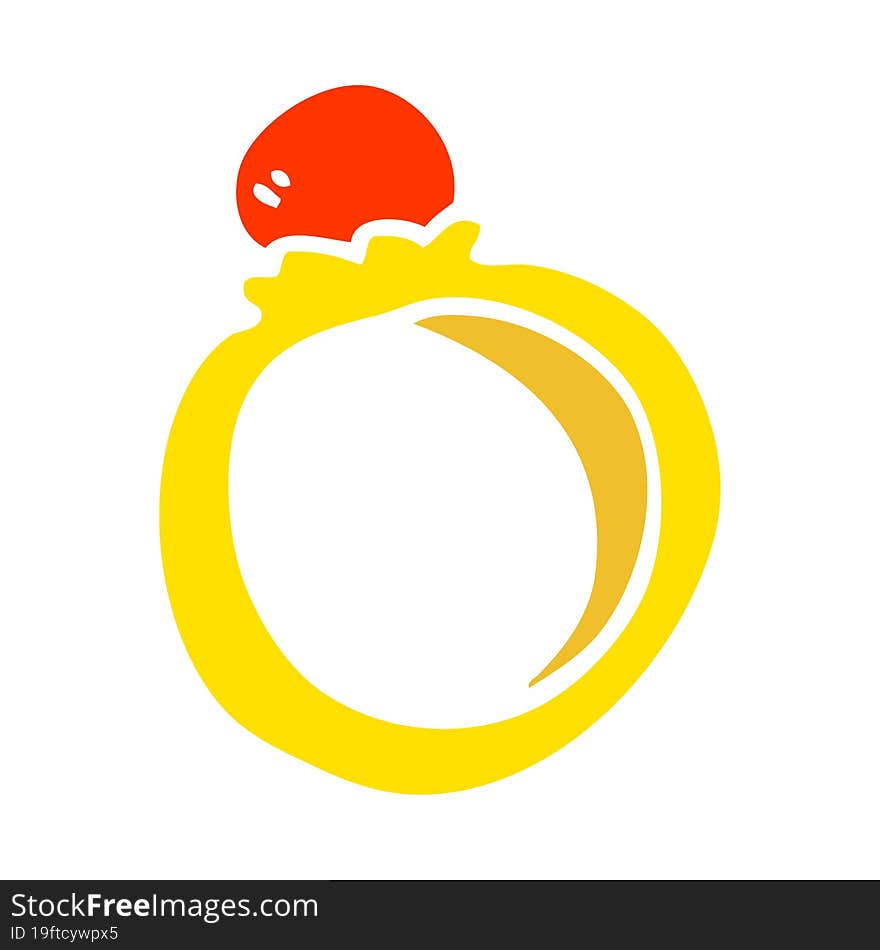 flat color illustration cartoon engagement ring