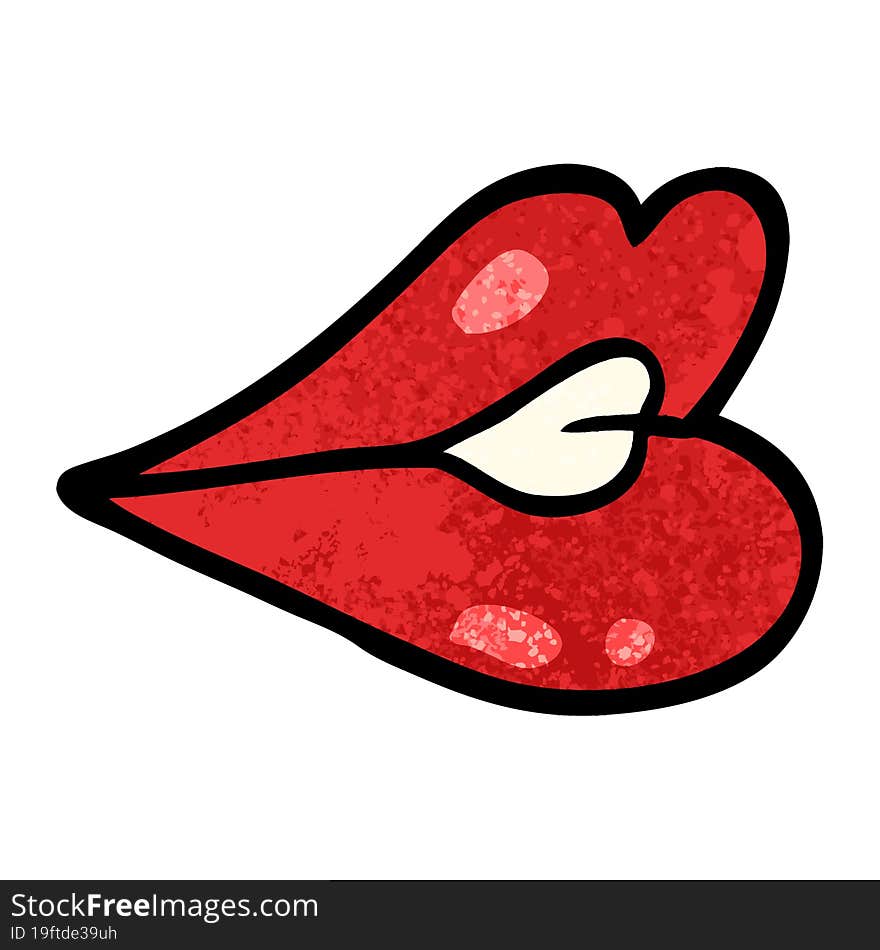 grunge textured illustration cartoon pouting lips