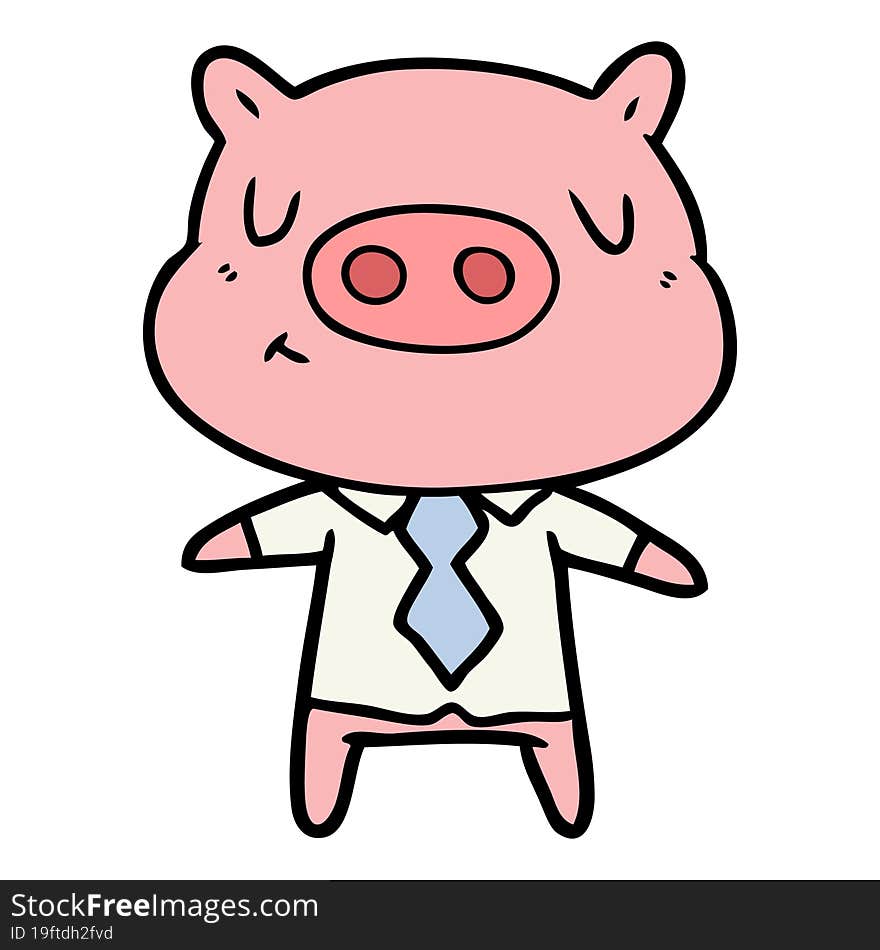 cartoon content pig in shirt and tie. cartoon content pig in shirt and tie