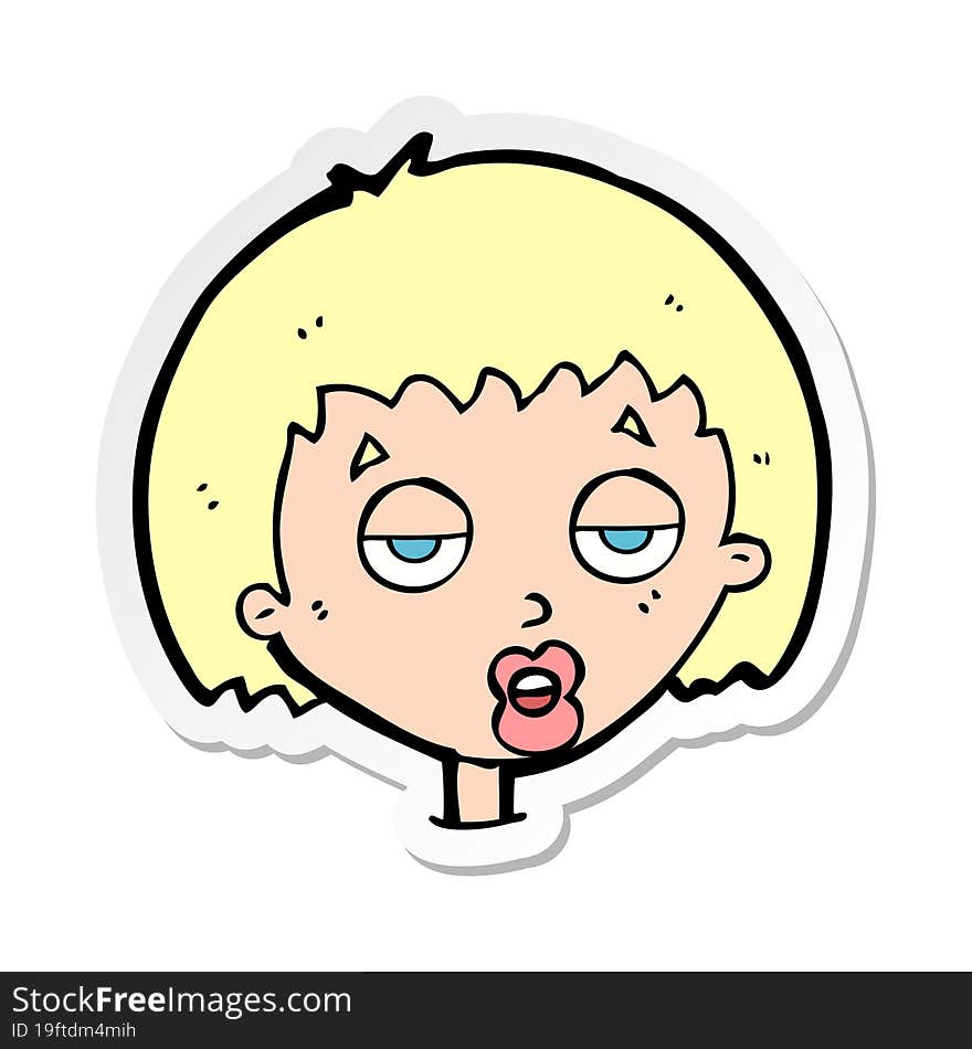 sticker of a cartoon bored woman