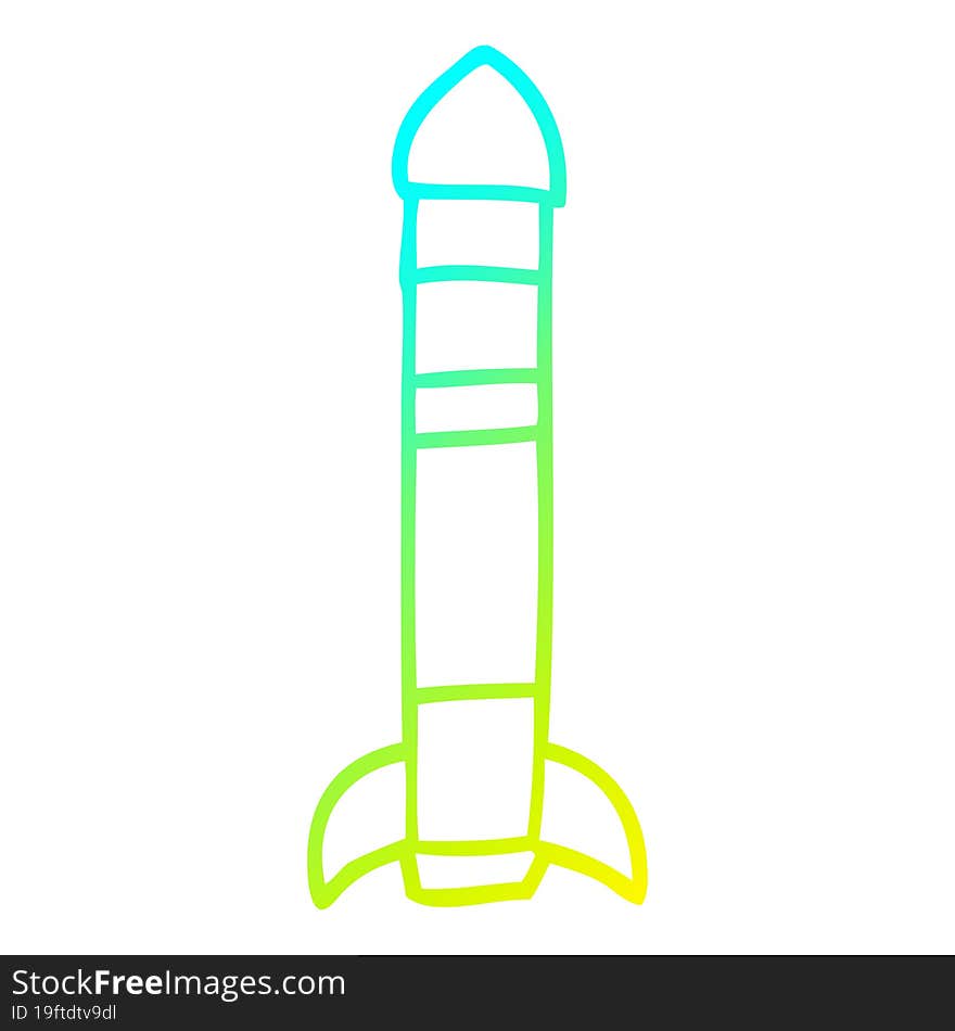 cold gradient line drawing cartoon tall rocket