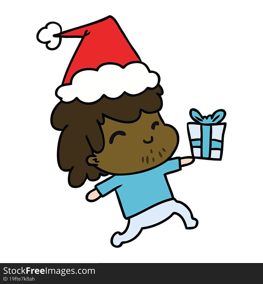 hand drawn christmas cartoon of kawaii boy