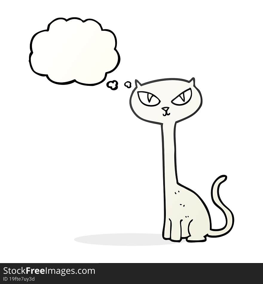 freehand drawn thought bubble cartoon cat