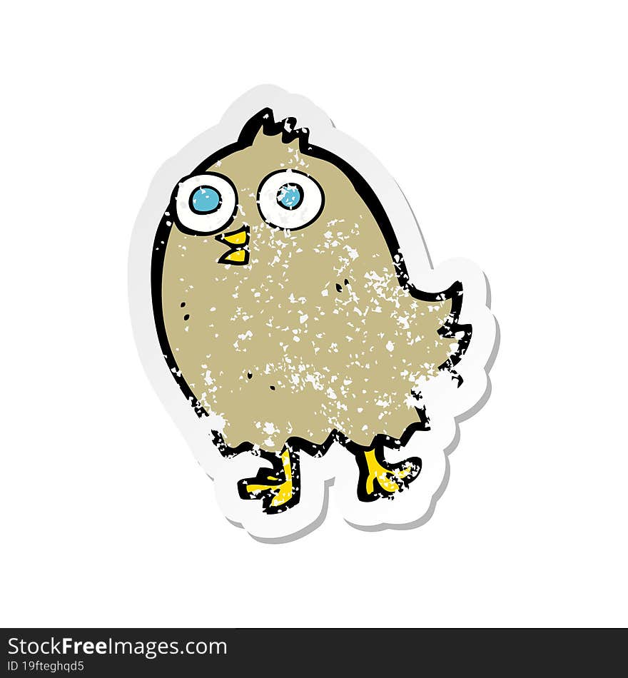 retro distressed sticker of a cartoon happy bird