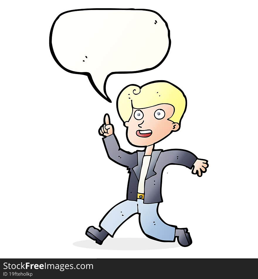 cartoon man with great idea with speech bubble