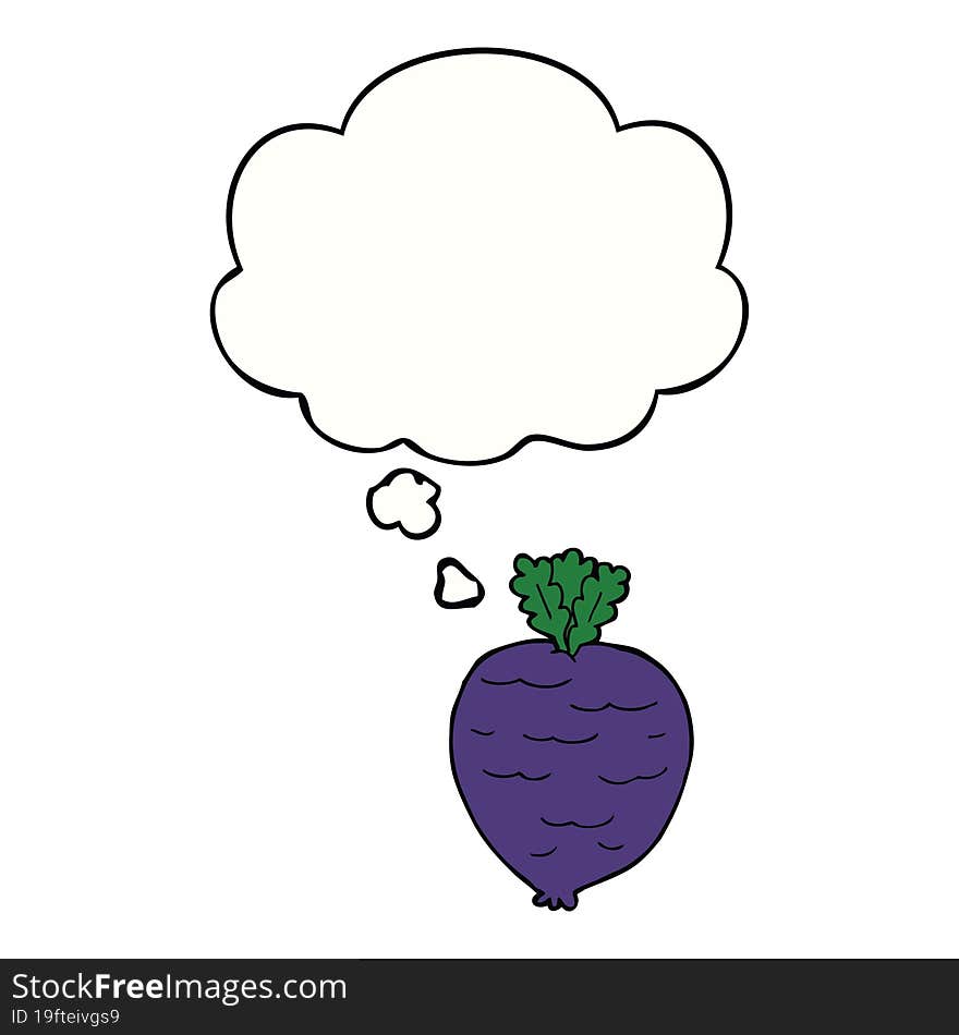 cartoon root vegetable and thought bubble