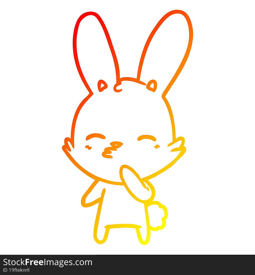 warm gradient line drawing curious bunny cartoon