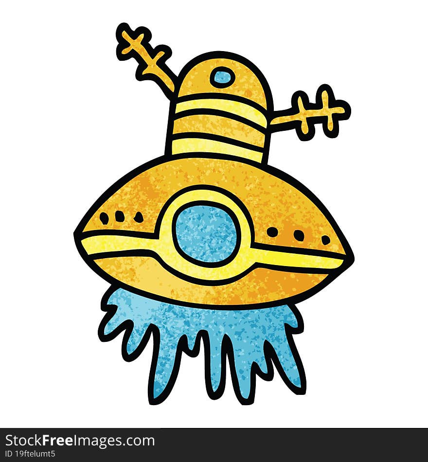 cartoon doodle alien spaceship