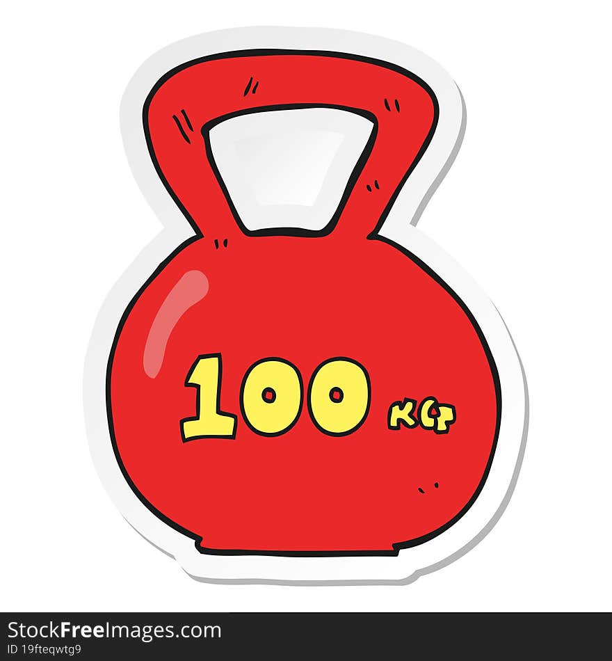 sticker of a cartoon 100kg kettle bell weight