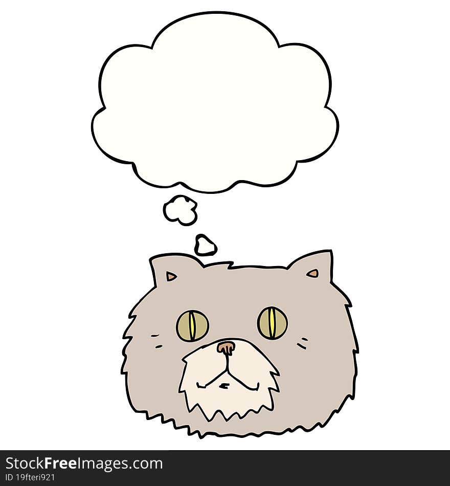 cartoon cat face and thought bubble