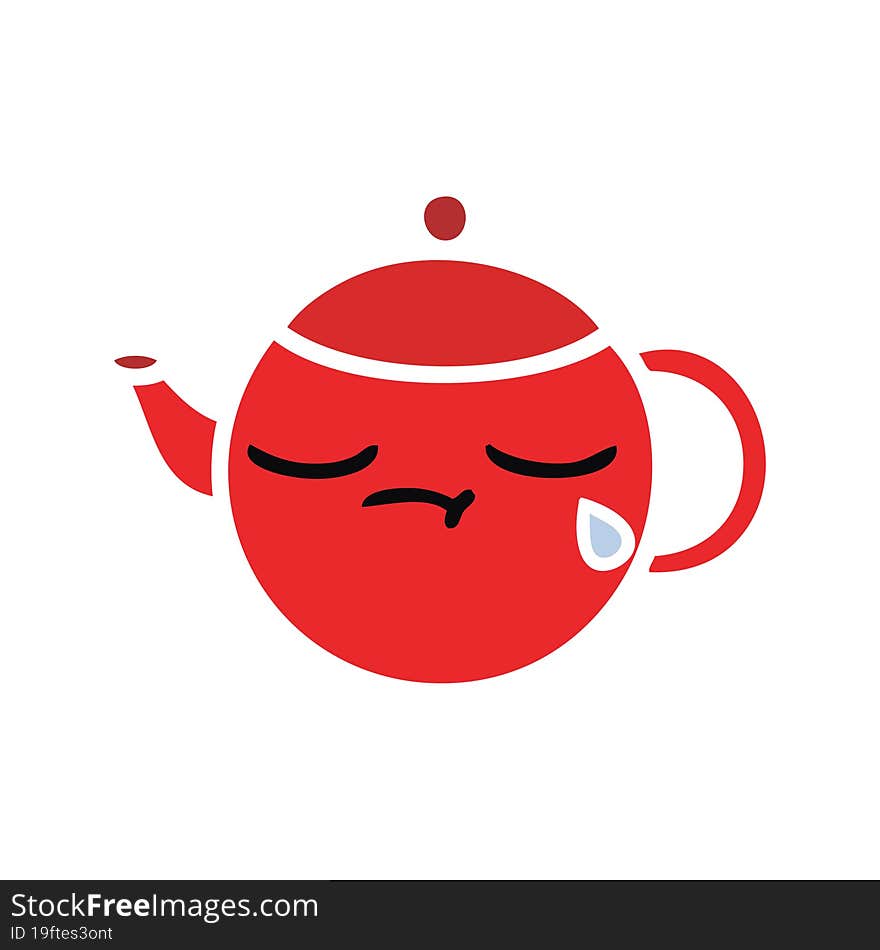 flat color retro cartoon teapot