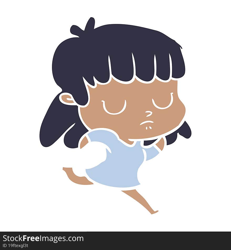 Flat Color Style Cartoon Indifferent Woman Running