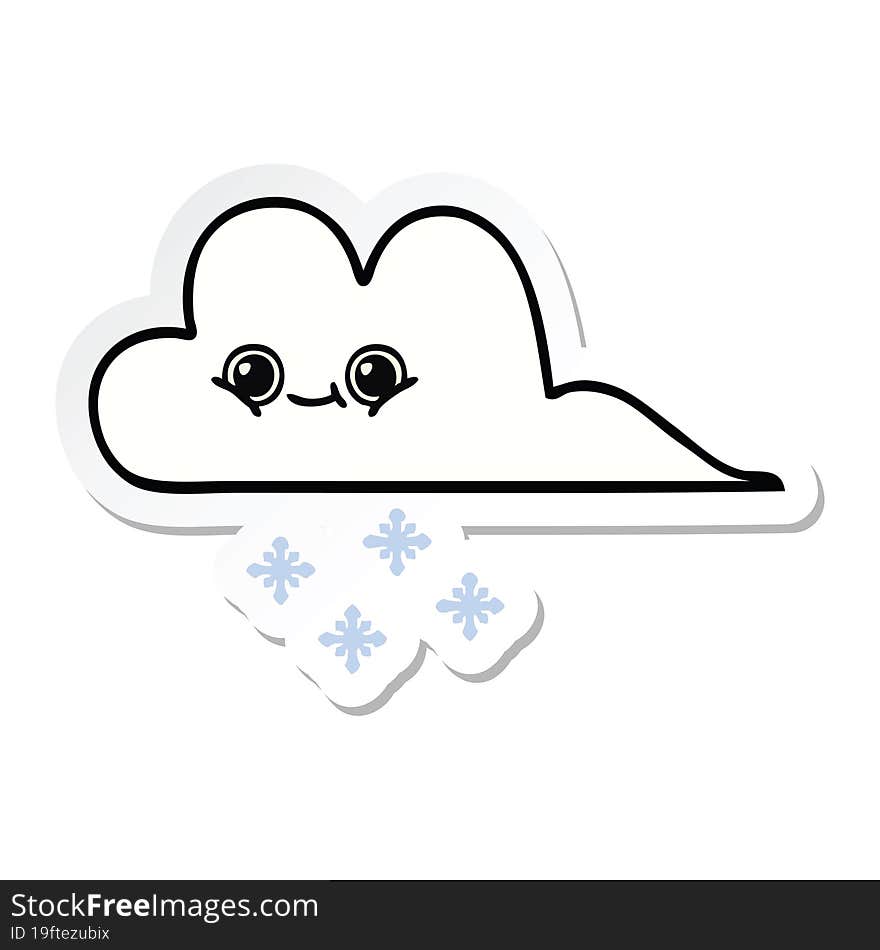 sticker of a cute cartoon snow cloud