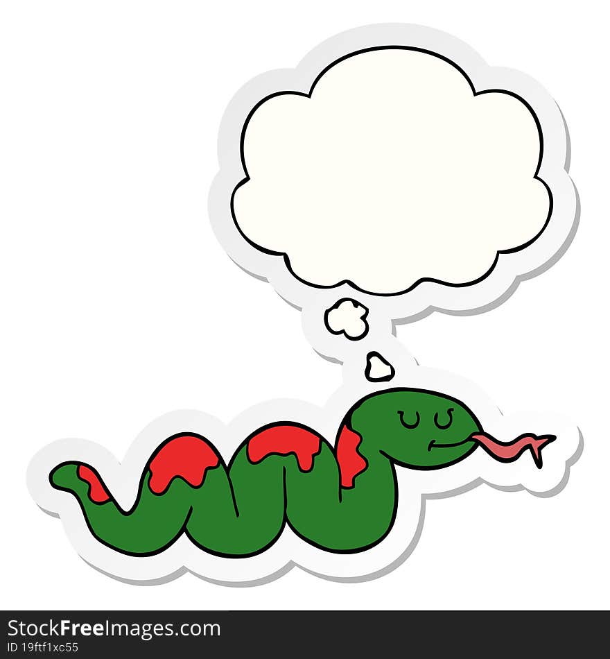 cartoon snake and thought bubble as a printed sticker