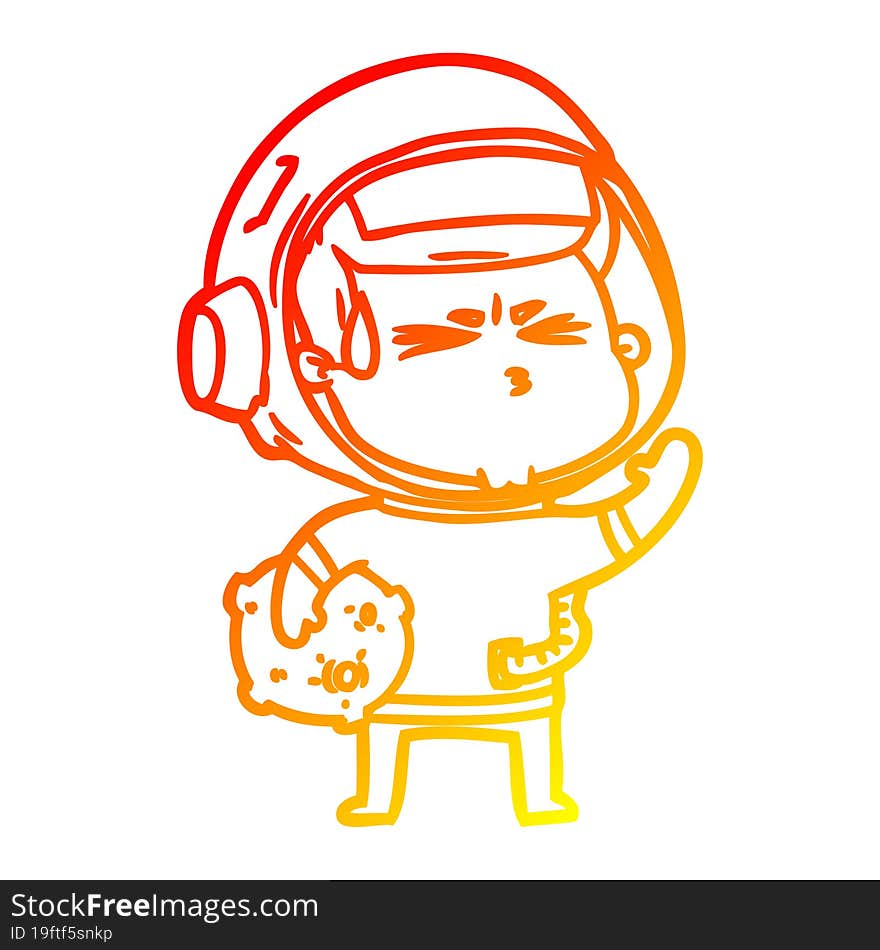 warm gradient line drawing cartoon stressed astronaut