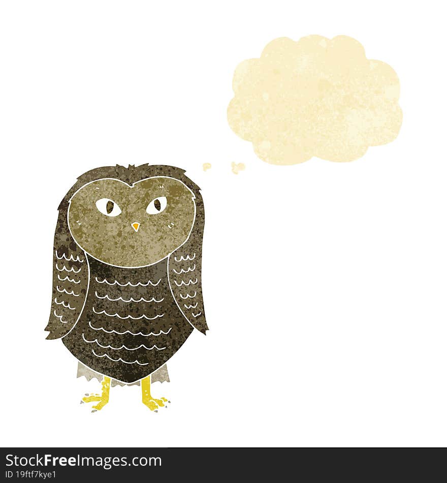 cartoon owl with thought bubble