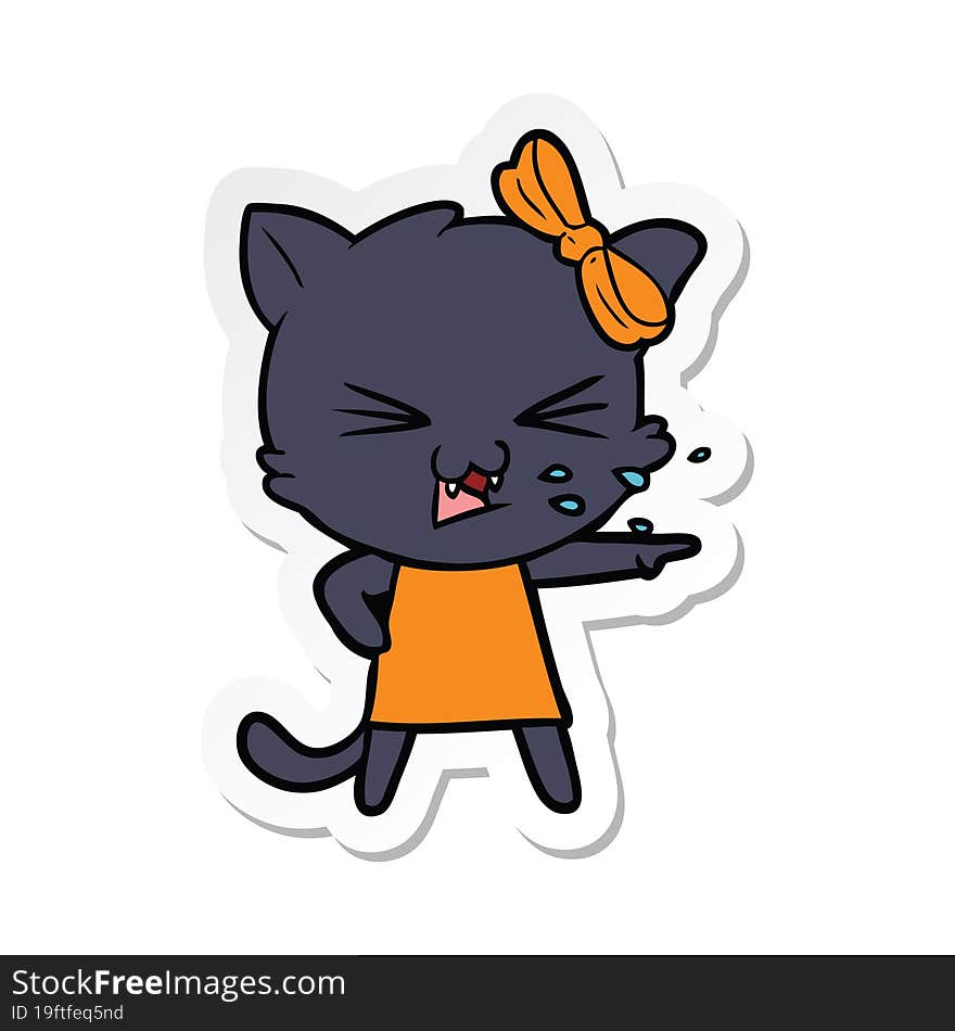 Sticker Of A Cartoon Cat