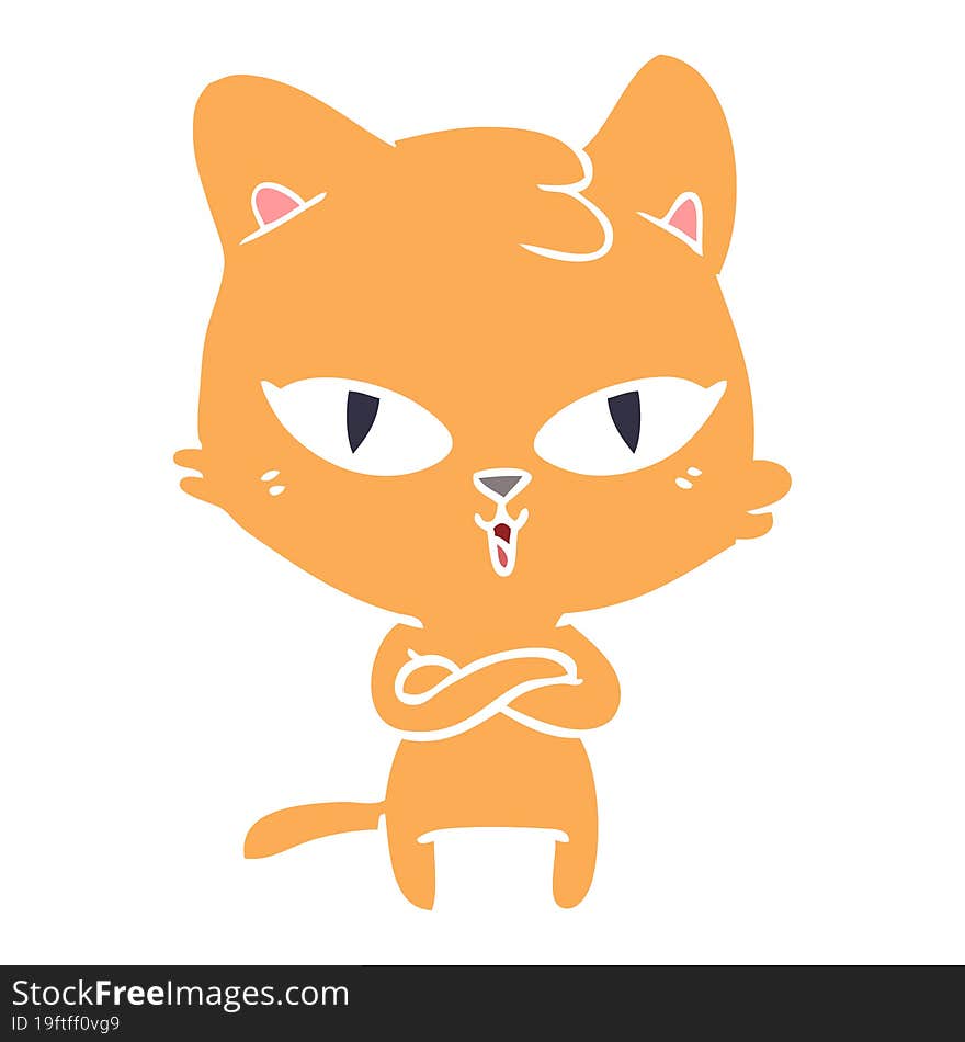 Flat Color Style Cartoon Cat