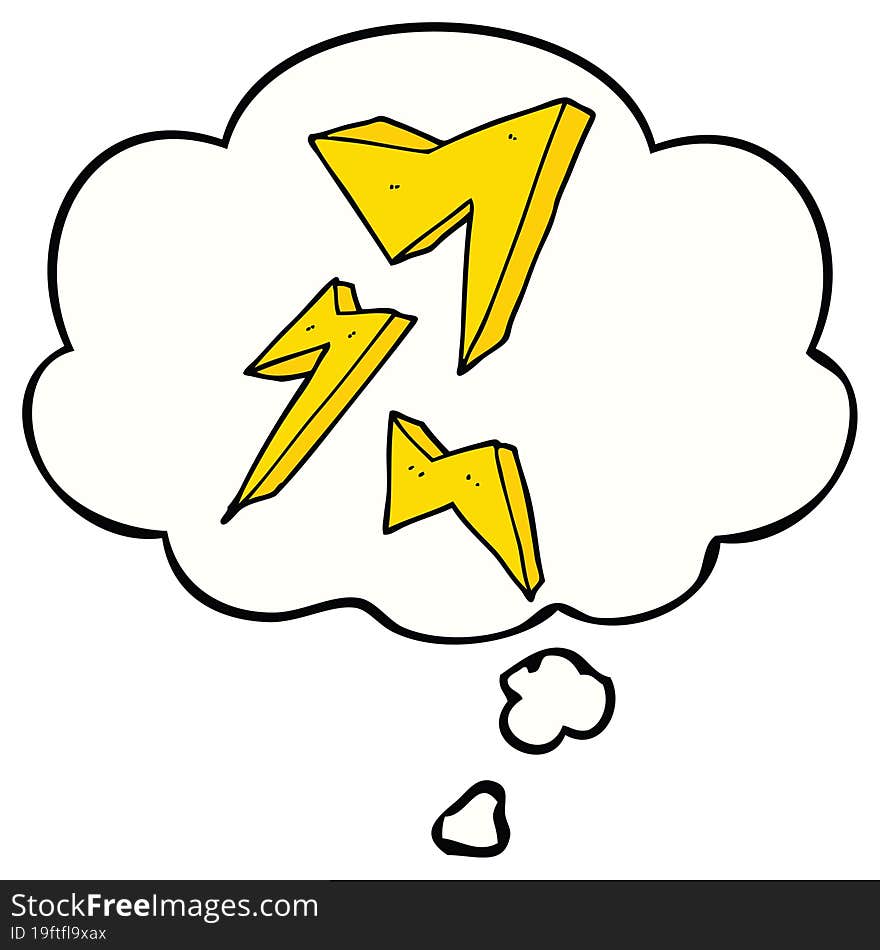 cartoon lightning bolt and thought bubble